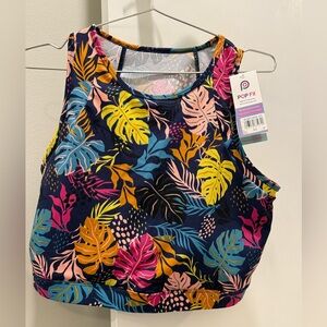 POP Fit Multicolor Leaf Print Crop Top